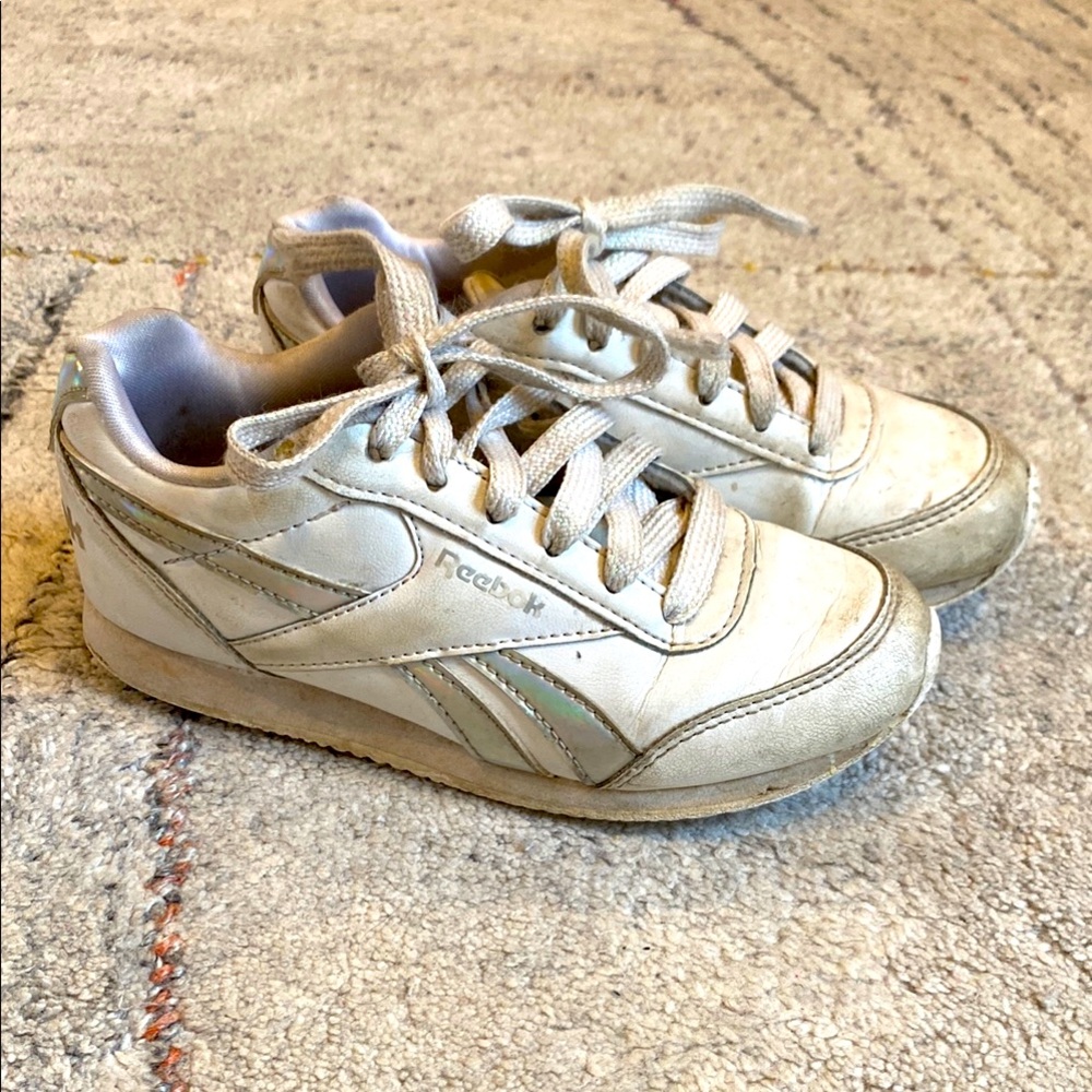 Reebok White and Silver Sneakers